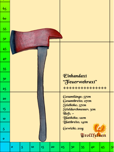 Feruerwehraxt LARP Axt Einhand Trollfelsen Maße